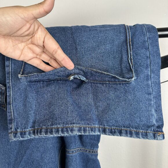 Fashion Nova Blue Jeans Size 13 High Rise Cargo Baggy Loose Y2K 90s Aesthetic - Picture 8 of 14